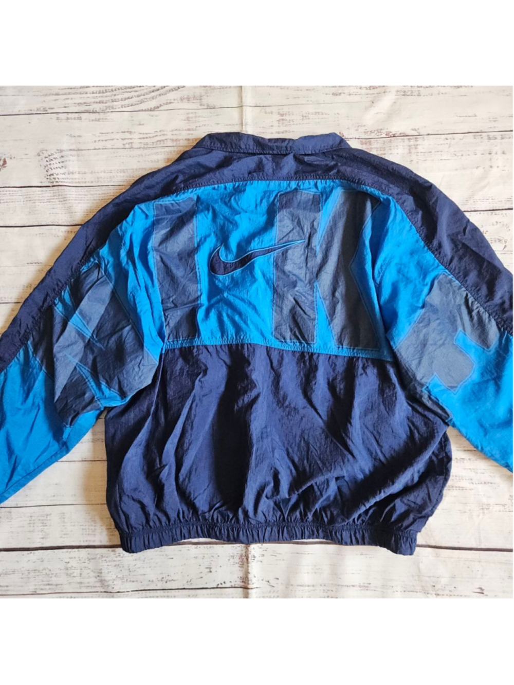 Vintage Nike Spellout Colorblock Blue Windbreaker Full Zip Jacket Mens XL